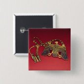 Ketting met vulkaanhanger vierkante button 5,1 cm (Voorkant /achterkant)