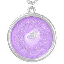 Ketting Silver Plated Daisies & Shell Lavender