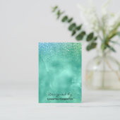 Ketting Vertoning Blauwgroen Faux Folie Glitter Visitekaartje (Staand voorkant)