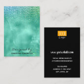 Ketting Vertoning Blauwgroen Faux Folie Glitter Visitekaartje (Voorkant / Achterkant)