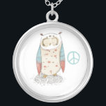 Ketting voor vrede en vrede<br><div class="desc">Afbeelding van uil en vredesteken.</div>