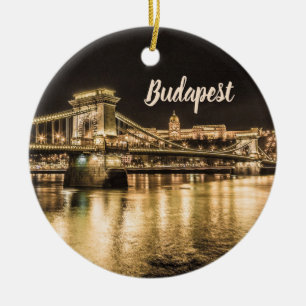 Kettingbrug Boedapest bij nacht met Buda Castle Keramisch Ornament
