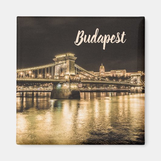 Kettingbrug Boedapest bij nacht met Buda Castle Magneet (Voorkant)