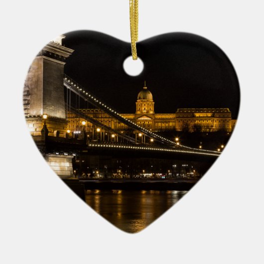 Kettingbrug met Buda Castle Hungary Boedapest Keramisch Ornament (Voorkant)