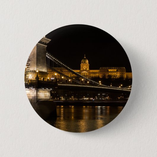 Kettingbrug met Buda Castle Hungary Boedapest Ronde Button 5,7 Cm (Voorkant)