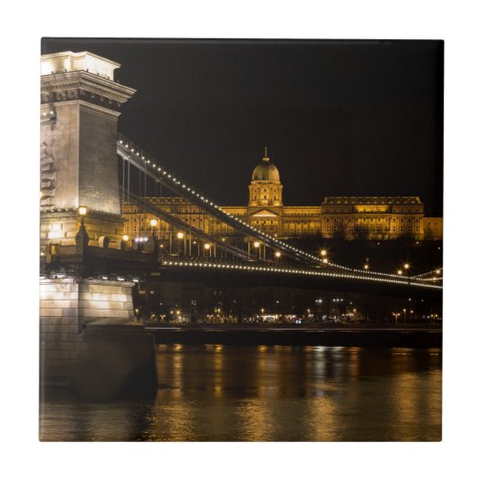 Kettingbrug met Buda Castle Hungary Boedapest Tegeltje (Voorkant)