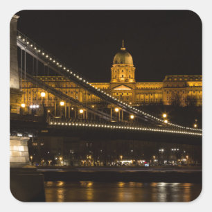 Kettingbrug met Buda Castle Hungary Boedapest Vierkante Sticker