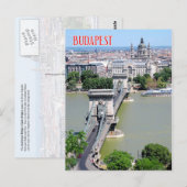 Kettingbrug over de Donau, Boedapest, Hongarije Briefkaart (Voorkant / Achterkant)