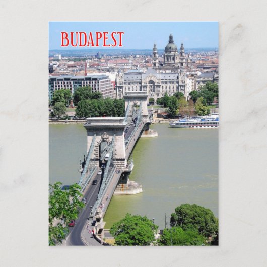 Kettingbrug over de Donau, Boedapest, Hongarije Briefkaart (Voorkant)