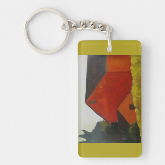 Kettingen met rode schuur sleutelhanger (Voorkant)