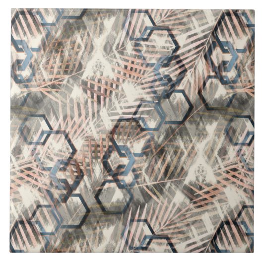 Kettingen op palmbladeren. tegeltje (Voorkant)