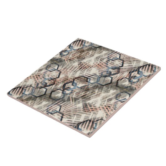 Kettingen op palmbladeren. tegeltje (Zijkant)