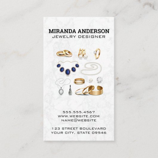 Kettingen, ringen, oorringen visitekaartje (Voorkant)