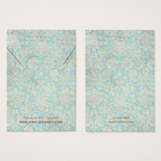 Kettingen sieraden display Kaart · Blauwgroen Dama (Voorkant /achterkant)