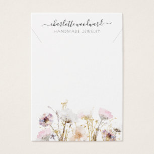 Kettingen sieraden roze goud glitter wilde bloemen visitekaartje