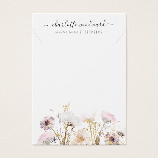 Kettingen sieraden roze goud glitter wilde bloemen visitekaartje (Voorkant)