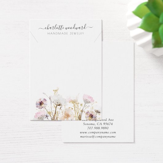 Kettingen sieraden roze goud glitter wilde bloemen visitekaartje (Bureau)