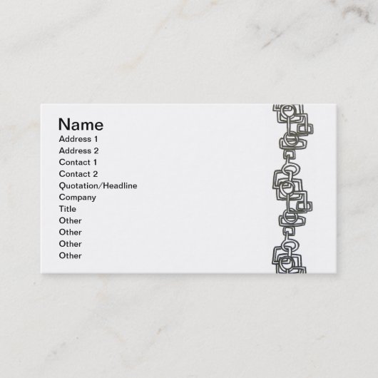 Kettingkoppeling zwart-wit en witmatig minimalisti visitekaartje (Voorkant)