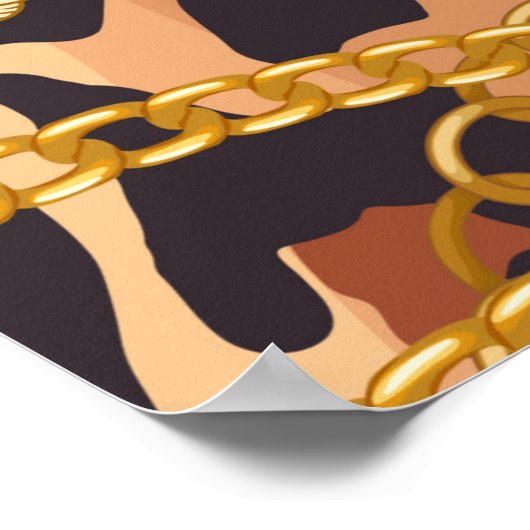 Kettingnaadloos patroon. Dierlijke afdruk. Baroktr Poster (Hoek)