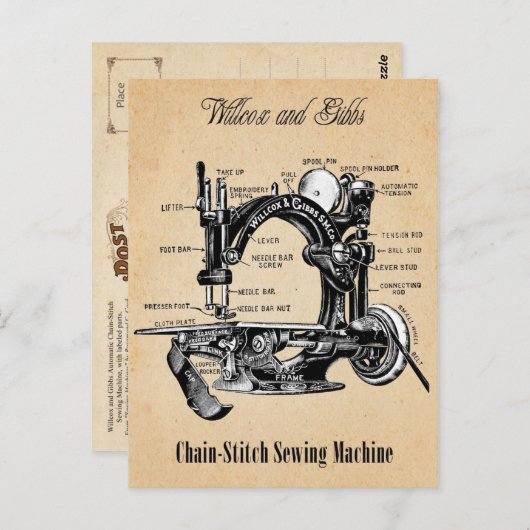  kettingschroefnaaimachine briefkaart (Voorkant / Achterkant)