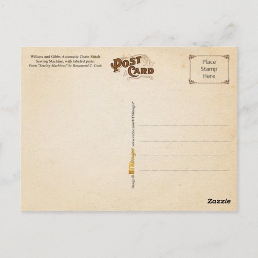 kettingschroefnaaimachine briefkaart (Achterkant)