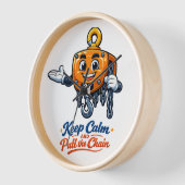 Kettingtakel Mascotte Keep Calm Wandklok (Hoek)