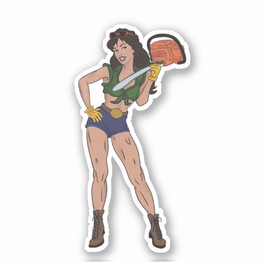 Kettingzaag Betty Vinyl Sticker Weerbestendig (Voorkant)