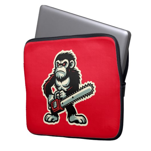Kettingzaag Chimp Laptop Sleeve (Voorkant Links)