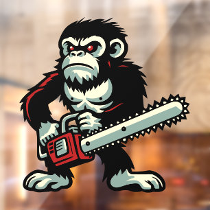 Kettingzaag Chimp Raamsticker