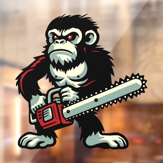 Kettingzaag Chimp Raamsticker (Vel 2)