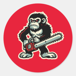 Kettingzaag Chimp Ronde Sticker