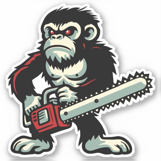 Kettingzaag Chimp Sticker (Voorkant)