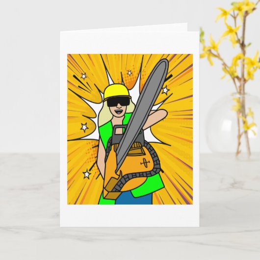 Kettingzaag houthakker kettingzaag kaart (Gele Bloem)