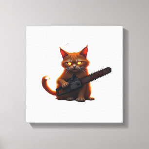 kettingzaag kat shirt Klassiek T-shirt Canvas Afdruk
