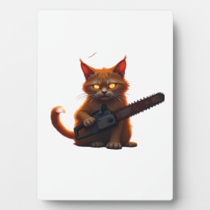 kettingzaag kat shirt Klassiek T-shirt Fotoplaat