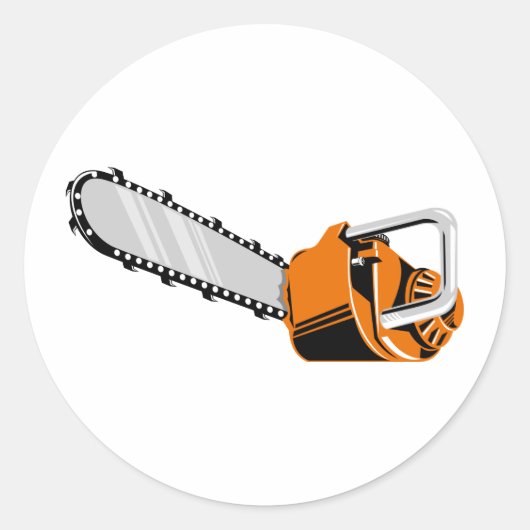 kettingzaagretrstijl ronde sticker (Voorkant)