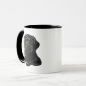 Kettingzwarte hond, in 3D-ogen. Mok (Voorkant links)