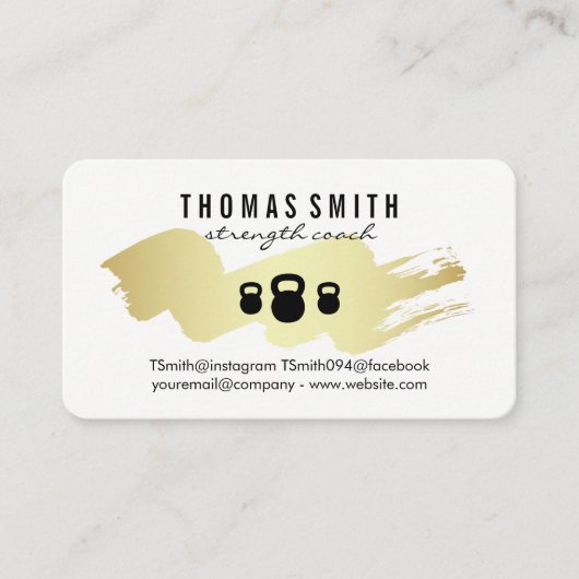 Kettle Bell Gold Brush Fitness Trainer Benoeming Afsprakenkaartje (Voorkant)