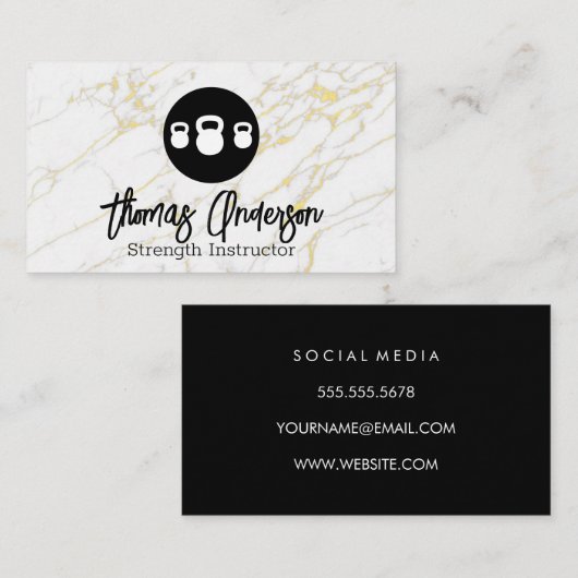 Kettle Bell Logo | Goudmarmer Visitekaartje (Voorkant / Achterkant)