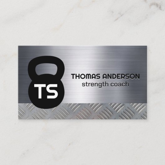 Kettle Bell Logo | Monogram | Metaal staal Visitekaartje (Voorkant)