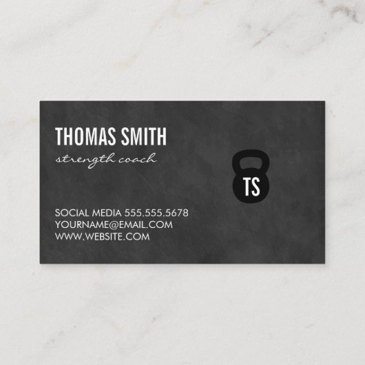 Kettle Bell Personal Trainer Chalkboard Visitekaartje (Achterkant)