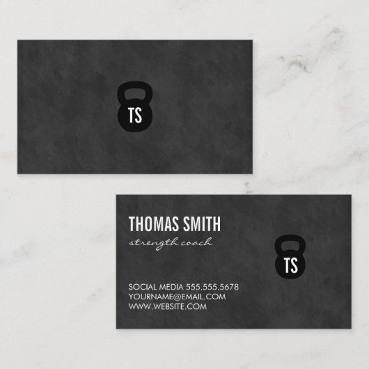 Kettle Bell Personal Trainer Chalkboard Visitekaartje (Voorkant / Achterkant)