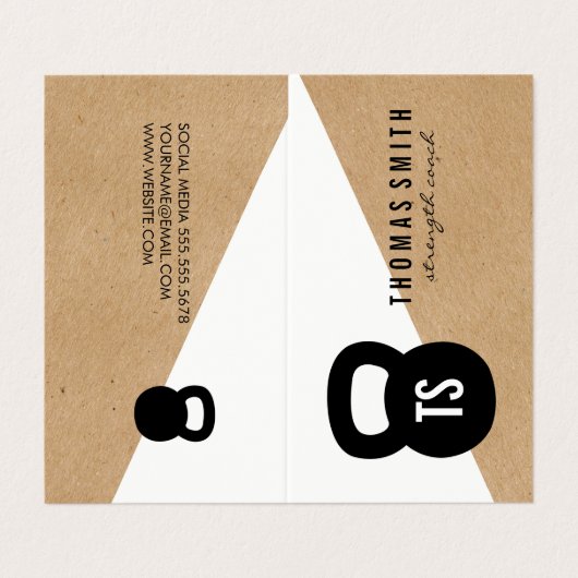 Kettle Bell Personal Trainer Geometric Visitekaartje (Buitenkant ongevouwen)