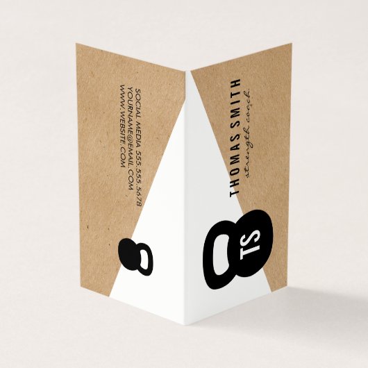 Kettle Bell Personal Trainer Geometric Visitekaartje (Buitenkant)