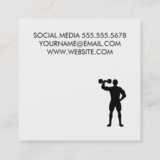 Kettle Bell Personal Trainer White Leather Vierkante Visitekaartje (Achterkant)