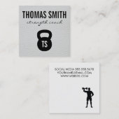 Kettle Bell Personal Trainer White Leather Vierkante Visitekaartje (Voorkant / Achterkant)