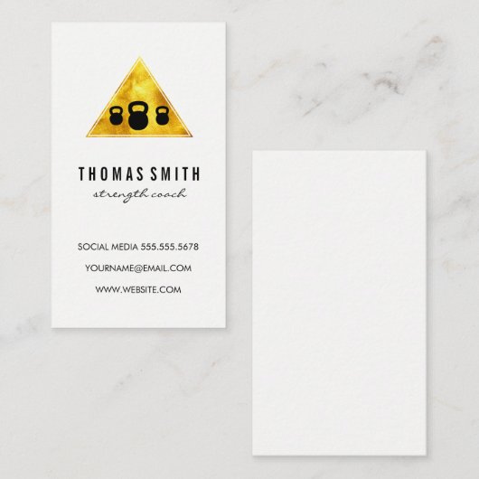 Kettle Bell Persoonlijke Trainer Golden Triangle Visitekaartje (Voorkant / Achterkant)
