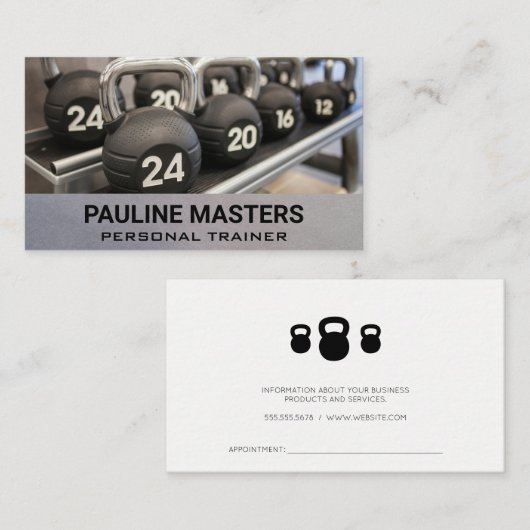 Kettle Bell Rack | Persoonlijke trainer Afsprakenkaartje (Voorkant / Achterkant)