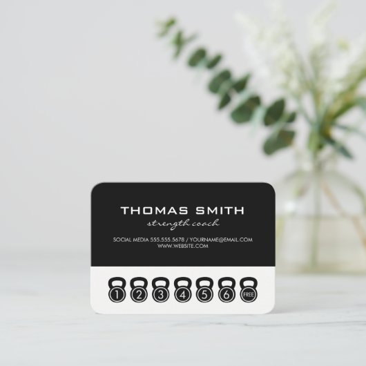 Kettle Bells / Ponskaart Sessies (zwart / wit) Klantenkaartje (Staand voorkant)