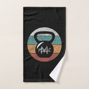 kettlebell aangepast monogram initiaal bad handdoek